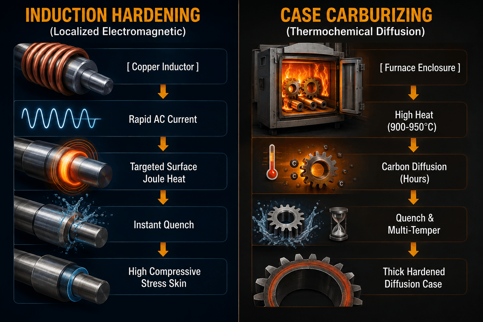 induction hardening vs case-carburizing